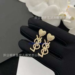 luxury gold earrings Matching Letter Full Diamond Love Earrings Fashion Grade Diamond Earrings for Women