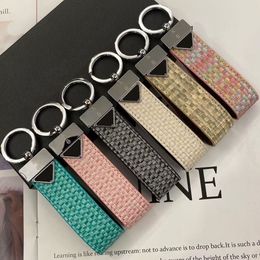 Designer Keychains Men Women Key chains Fashion Car Keyring Lovers Keychain Real Leather Classic Weave Key Ring Accessories 19 Styles Colours