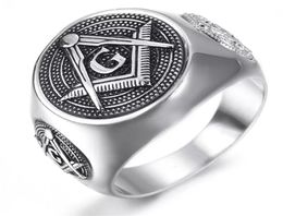 High quality ring 316 stainless steel men039s maoson masonic silver black rings mason Jewellery Unique design high grade8876709