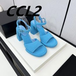 Dress Shoes 2024 Spring And Summer Thick Heel Sandals Fashionable Versatile Satin Upper Sheepskin Lining Size35-41