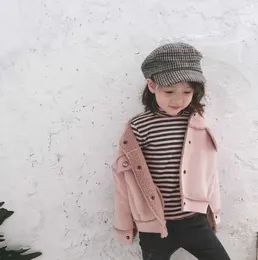 Jackets 2024 Winter Fashion Baby Girls Thicken Add Wool 2-7 Years Boys Suede Fabric Warm Coats Children Clothes Tops