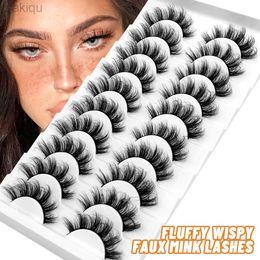 False Eyelashes GROINNEYA 5/10 double 3D artificial mink fur fluffy and soft Wispy natural long false eyelashes curled eyelashes wholesale eyelashes d240508