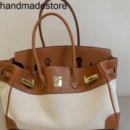 Touch Handbag Platinum French Miss Niche Handbag Womens Minimalist Canvas Tote Bag Casual Shoulder Bag Trend Handmade Genuine Leather