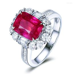 Cluster Rings Silver Colour Product Temperament Princess Square Blood Red Simulation Tourmaline Open Ring Female