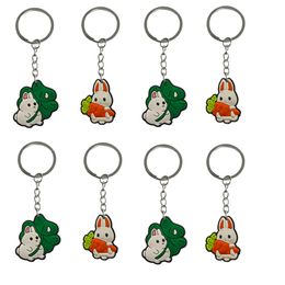 Keychains Lanyards White Rabbit Keychain For Childrens Party Favours Key Rings Cool Colorf Character With Wristlet Keyring Suitable Sch Ot4Mj
