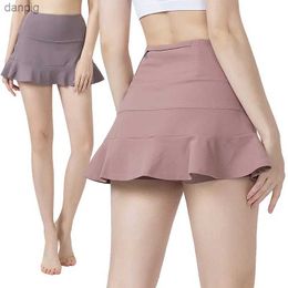 Skirts Spring ladies nude running sports short skirt tennis badminton culottes high waist slim short skirt tennis skirt sport skirt Y240508