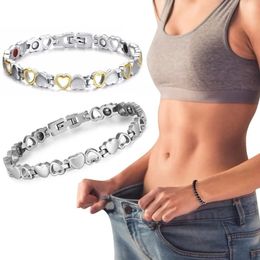 Healthy Magnetic Slimming Bracelet Fashionable Jewelry for Woman Man Weight Loss Link Heart Shape Steel Chain 240423