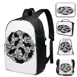 Backpack Funny Graphic Print Rats Nest USB Charge Men School Bags Women Bag Travel Laptop