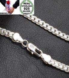 OMHXZJ Whole Personality Chains Fashion OL Woman Girl Gift Silver 5MM Full Lateral Chain 925 Sterling Silvers Chain Necklace N6532057