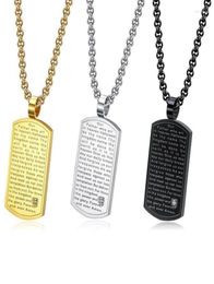Pendant Necklaces Classic Bible Men039s Necklace Dog Stainless Steel Crystal Religious Jewelry Gift For Men Army3628366