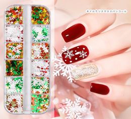 12 GridsSets Nail Glitter Stickers Snowflake Snow Christmas DIY Flakes Palette Manicure Slice Nail Art Decoration4315452