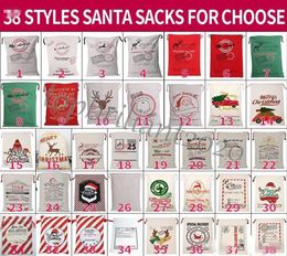 DHL Christmas Santa Sacks Canvas Cotton Bags Large Organic Heavy Drawstring Gift Bags Personalised Festival Party Christmas Decora4718852