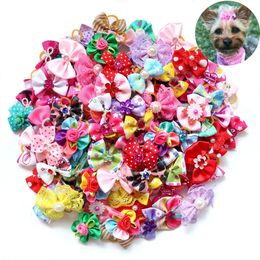 100X Handmade Nice Pet Dog Hair Bows for Puppy Small Dogs Grooming Accessories Supplies Wedding Party 240508