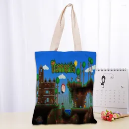 Evening Bags Custom Terraria Tote Bag Women Canvas Fabric Eco Reusable Shopping Travelling Beach Casual Useful Shoulder