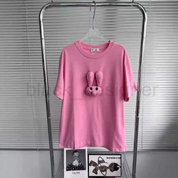 Women's T-Shirt designer MM Family 24ss New Pink Front 3D Rabbit Doll Back Sparkling T-shirt 91RJ