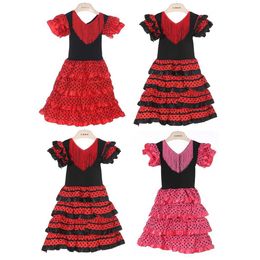 Girl's Dresses Girls Dress Beautiful Spanish Flamenco Dancer Costume Childrens April Sevilla Performance Dance CostumeL2405