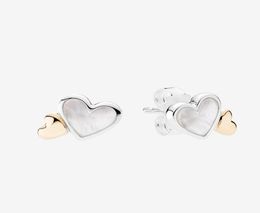 14K yellow gold Heart-shaped Stud Earrings Women Wedding Jewellery with Original box set for 925 Sterling Silver Love hearts Earring8571294