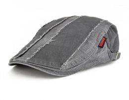 Sboy Hats VOBOOM Grey Distressed Cotton Flat Cap Men039s Golf Caps Retro Baker Boy Hat Male Gatsby Driver Cabbies Beret Boina 12405499