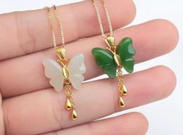 Natural green jade butterfly pendant deli very01234563906493