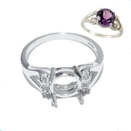 Cluster Rings Beadsnice Sterling Silver 925 Fine Jewelry Round Accessories Diy Semi Mount Gem Ring Setting Diamond Wedding 297B