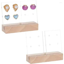 Decorative Plates 2 Sets Acrylic Earring Display Stands For Selling Small Stud Cards With Wooden Stand Dangle