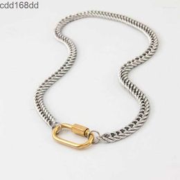 Pendant Necklaces Pendant Necklaces Women Men Statement Stainless Steel Carabiner Clasp Necklace Chunky Thicker Heavy Chain Golden Jewellery Collar Choker