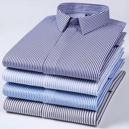 Men's Casual Shirts Plus Size 7xl ModaL Elastic Long-sleeve For Men Slim Fit Formal Plain Shirt Soft Striped Tops Wrinkle Free Office
