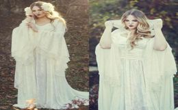 Vintage Lace Gothic Plus Size Evening dress With Cloak A Line Bell Long Sleeve Renaissance Celtic Mediaeval 2018 New halloween prom3284862