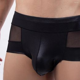 Underpants Men Sexy U Convex Pouch Briefs Soft Smooth Underwear See-through Thin Mesh Boxer Sheer Breathable Casual Shorts Trunks