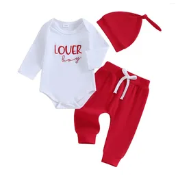 Clothing Sets Pudcoco Infant Baby Boy Valentine's Day Clothes Letter Embroidery Long Sleeve Romper With Pants And Hat Outfit 0-18M