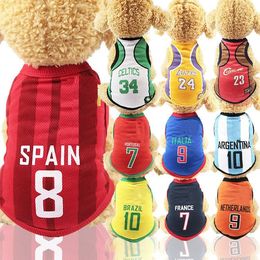 Dog Apparel Vest Basketball Jersey Cool Breathable Pet Cat Clothes Puppy Sportswear Spring Summer Fashion Cotton Shirt Lakers Large Dogs