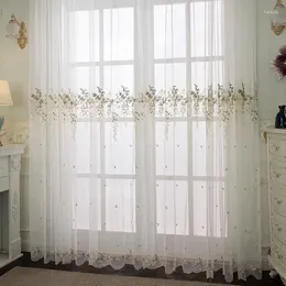 Curtain French Modern Simple Plant Embroidered Gauze Curtains For Living Dining Room Bedroom