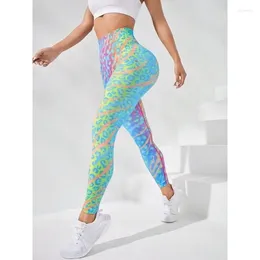 Women's Leggings Women Knit Print Seamless Tie Dye High Waist BuLift Fitness Elastic Yoga Pants Gym Cycling Fashion Tights