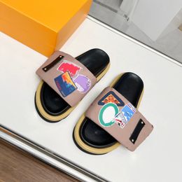 Designer Sandal Slides Piscina sandali sandali Sunset Muli piatti Slifori uomini Donne Summer Stampe classiche Slide di moda in rilievo con la scatola Dimensioni 35-46