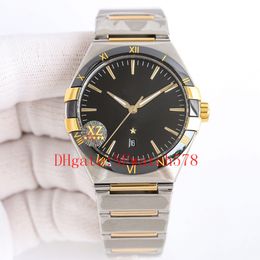 New luxury high-end men's watch 8900 mechanical automatic movement 41mm arched double-sided reflection gradient sapphire waterproof dial gold and silver strap
