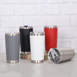 Mugs 20oz Double Wall Ice Beer Thermal Cup Stainless Steel Vacuum Insulated Tumbler Coffee Travel Mug With Lid 2624