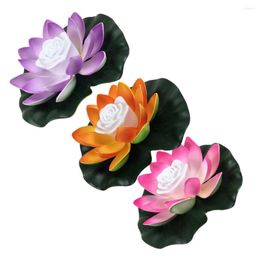 Candle Holders 3Pcs Water Floating Lotus Light Romantic Flower Shaped Pool Up Lilies With Batteries