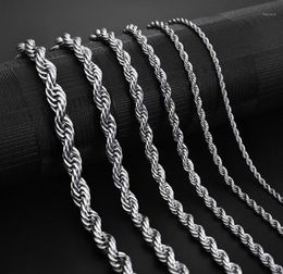 Chains Jiayiqi 2mm7mm Rope Chain Necklace Stainless Steel Never Fade Waterproof Choker Men Women Jewelry Gold Silver Color Gift11455605