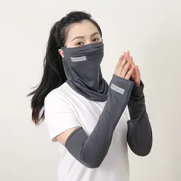 Scarves Silk Sunscreen Face Mask Breathable Thin Sleeves Half Cover Summer Anti-UV Set Cycling Bike Motorcycle