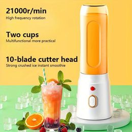 Portable Blender Bottle Fruit Juicer 500ML Personal Lemon with 6 Blades BPA Free Kitchen Automatic Fresh Squeezer Travel 240508