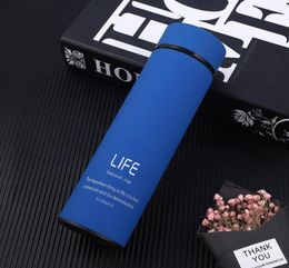 Whole 304 Stainless Steel Water Bottle 500ML Long Bottle Solid Letter Print Mug Vacuum Thermal Insulation Water Cup DBC DH05747237917