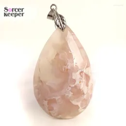 Pendant Necklaces Fashion DIY Charm Women Man Natural Cherry Blossoms Agate Stone Slide Healing Crystal For Jewellery Making BK190