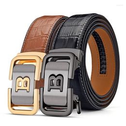 Belts HCDW Belt For Men Genuine Leather Automatic Designer Trouser Man Social Black Brown Golf Waist Male Gift