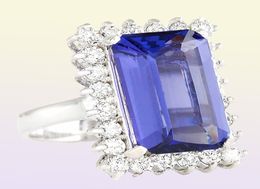 Large Dark Blue Square Zircon Stone Ring Fashion Jewelry Silver Crystal Rings For Engagement Wedding Jewelry L3K1166355688