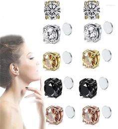 Stud Earrings Luxury Cubic Zirconia Magnet Clip Acupressure Lympha Magnetic Ear Non Piercing Lymphvity Magnetherapy For Women Men1070251