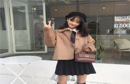 Women039s Jackets England Style Short Wool Blend Ladies Coat Single Breasted Jacket Widewaisted Korean Womens Fashion7656252