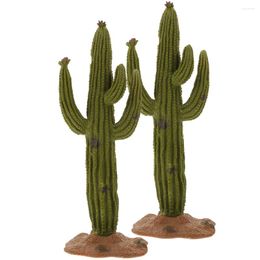 Decorative Flowers 2 Pcs Cactus Model Car Decor Artificial Plants Craft Decors Garden Miniature Ornament Pvc Miniatures Adorn Office