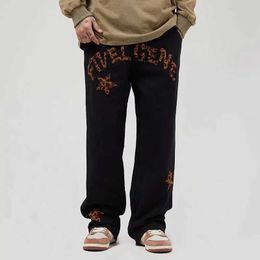 Men's Pants New American leopard print embroidered casual mens and womens pants J240507