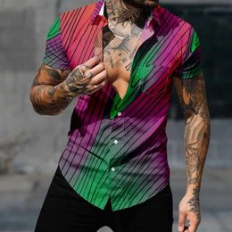 Men's Casual Shirts Casual Hawaiian Shirt for Men Fashion Neon Shirt Loose Strtwear Harajuku Tops 3D Print Cosy Short Slve Beach Clothes Y240506