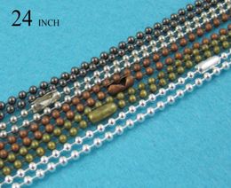 20 pcs 24 Inch Ball Chain necklace 24 Inch Bead Chain 24mm Ball Chains Silver Bronze Copper Black Gunmetal4244365